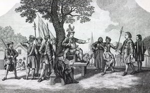 Robert Kett satt under "Reformationens träd" och tog emot kungens budbärare